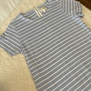 Sail To Sable XL Light Blue White Striped Shortsleeved Knee Length Dress